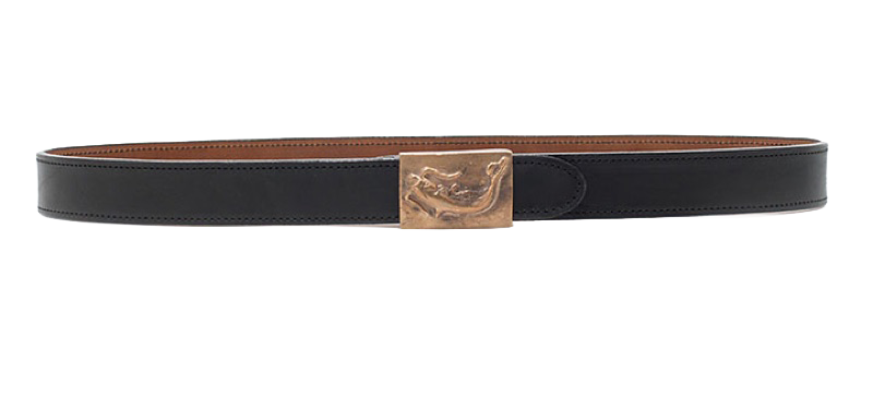 Bronzeschließe / Büffel, Rind kaschiert / Riemenbreite 40mm — Koppelgürtel