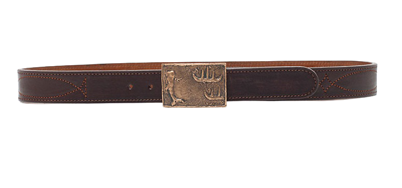 Damastschließe handgeschmiedet / 64-Lagen gefaltet / Büffel, Rind kaschiert / Stierriemen 6mm — Koppelgürtel